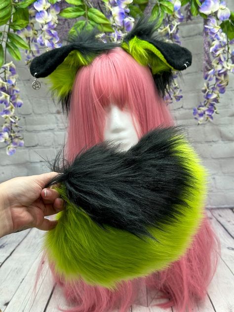 Tails References, Puppy Ears And Tail, Dog Cosplay, Oc Challenges, Dog Ears Headband, Cosplay Ears, Puppy Ears, Burning Water, Tail And Ears