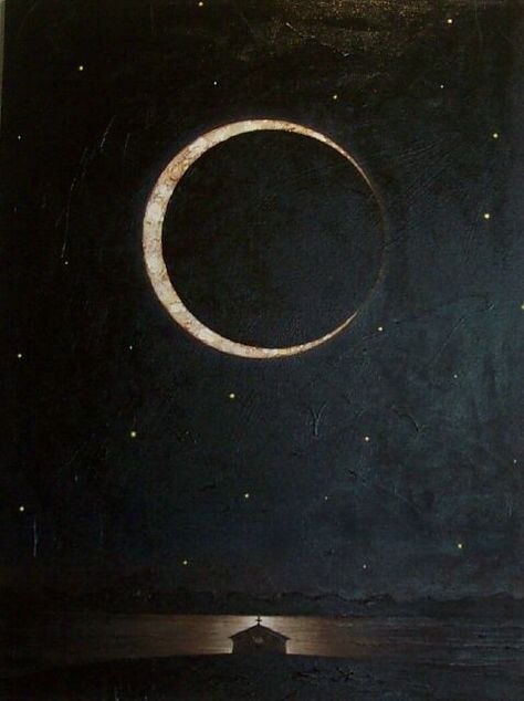 Crescent moon by John Robinette | Flickr #art #painting #moon #dark #night #stars Moon Aethstetic, Sun Moon Stars, Moon Night, Night Painting, Beautiful Moon, Moon Magic, British Library, Moon Art, Pics Art