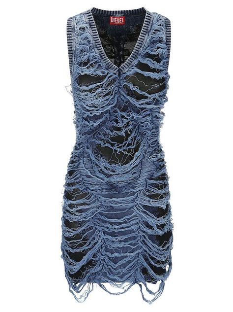 Women's DIESEL V-neck Dress - Blue - Mini dresses Sleeveless v-neck dress in distressed-effect knit. 90% Cotton, 10% Polyamide, Nylon. Jade Outfits, Mlp Outfits, Textiles Clothing, Diesel Dress, Personal Philosophy, Diesel Dresses, Diesel Women, Diesel Clothing, Idol Fashion