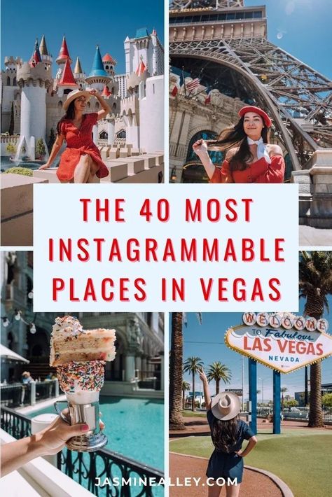 Heading to Vegas and hope to get some great photos? You're in luck! Between the themed hotels and surrounding nature, there are so many Instagrammable places in Las Vegas. Here, I'm going to share the best photo spots in Las Vegas, along with location-specific photo tips to help you get the perfect shot. You'll find a variety of places here, from hotels and cafes to art and nature. From the Eiffel Tower and a gondola ride, to the Valley of Fire State Park and the Hoover Dam- they're all here! Vegas Instagram Spots, Most Instagrammable Places In Las Vegas, Pictures To Take In Las Vegas, Las Vegas Pictures Ideas, To Do In Las Vegas, Las Vegas Photo Spots, Best Photo Spots In Las Vegas, Pictures To Take In Vegas, Vegas Photo Spots