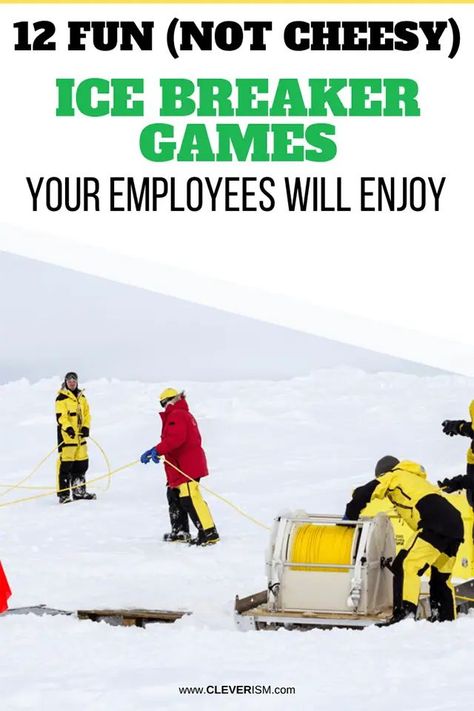 An icebreaker is an activity that you can use for employees when you want to have the conversation at the job interview, team building or business meeting. #Education #HumanResources #Leadesrship Group Building Activities Teamwork, Team Building Activities For Small Groups, Holiday Work Party Icebreakers, New Year Team Building Activity, Ice Breakers For Group Therapy, Fun Activities For Workplace, Work Party Activities, January Team Building Activities, Small Team Building Activities