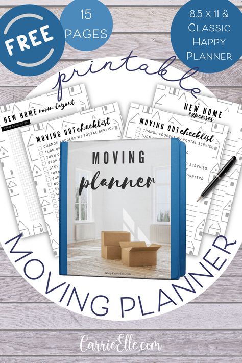 Printable Moving Planner via @carrieelleblog Moving Planner Printable Free, Moving Checklist Printable, Moving To Do List, Moving Out Checklist, Moving Binder, Moving Printables, Moving List, Moving House Checklist, Moving Organisation