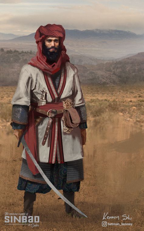 Middle Eastern Warrior Art, Middle Eastern Fantasy Art, Middle Eastern Warrior, Middle Eastern Character Design, Middle Eastern Clothing, Sinbad The Sailor, العصور الوسطى, Persian Warrior, Middle Eastern Art