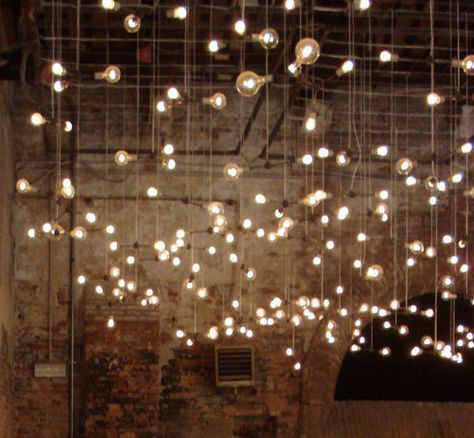 All Of The Lights, Tall Ceilings, Decoration Inspiration, Pretty Lights, Lighting Inspiration, Light Installation, Coffee Cafe, Edison Bulb, Wedding Lights