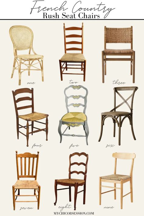 If you want rustic chic chairs to complete your dining table, then French Country rush seat chairs would be a great idea. Here are the best picks! Modern Cottage Dining Chairs, Parisian Apartment Dining Table, French Country Ladder Back Dining Chairs, Farm House Dining Chairs, French Country Dining Room Tables, Dining Room English Country, French Farmhouse Dining Chairs, Rush Dining Chairs, French Country Kitchen Chairs