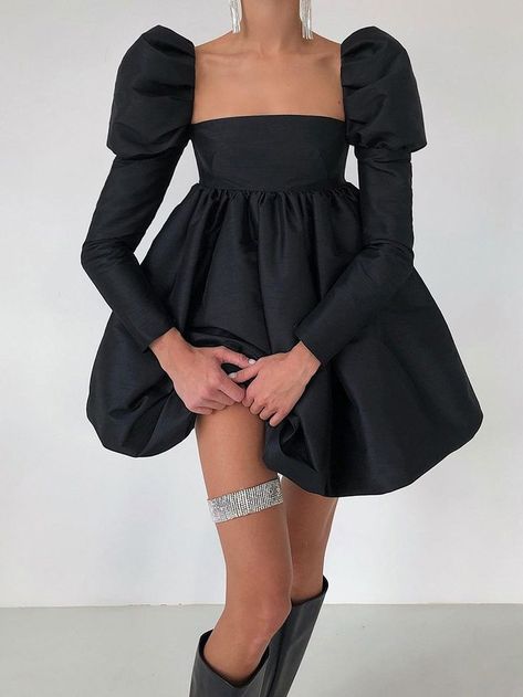 Rockmore Elegant Party Dress For Women Sexy Backless Mini Dress Long Sleeve Pleated Ball Gown Puffy Dresses y2k Streetwear Black Pleated Ball Gown, Ivory Cocktail Dress, Party Dress For Women, Elegant Party Dress, Evening Mini Dresses, Puffy Dresses, Bohemian Style Dresses, Elegant Party Dresses, Looks Party