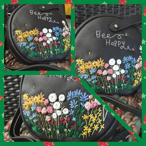 Hand Embroidery Bag, Embroidery On Leather, Embroidery Bee, Candle Hack, Embroidery 101, Cotton Thread Embroidery, Leather Embroidery, Beads Embroidery, Circle Bag