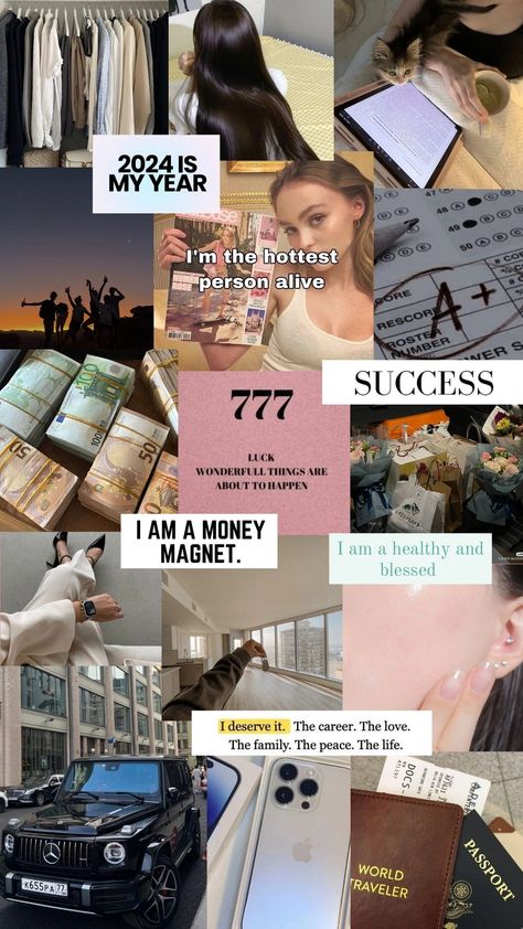 Vision board, 777, success, dreamy girl, succes, money magnet, wishlist Desktop Vision Board, Vision Board Desktop, Vision Board Success, College Vision Board, Rich Women Lifestyle, Vision Board Examples, Money Vision Board, Vision Board Images, Vision Board Wallpaper