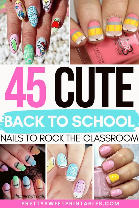 back to school nails Nail Splatter Design, Back To School Nails Dip, Teacher Nail Art Designs, Beginning Of School Nails, Back To School Manicure, Librarian Nails, Back School Nails, Teacher Nails Designs Simple, Pencil Nails Design