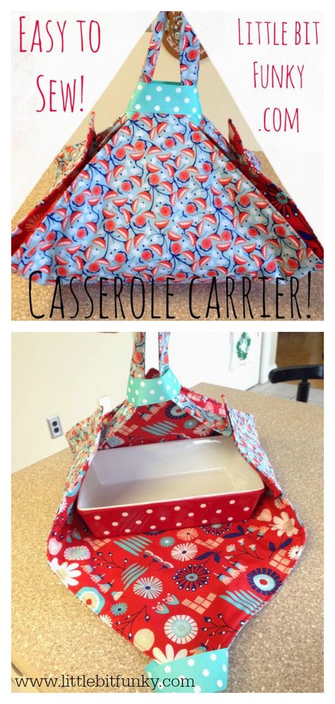 Simple Casserole Carrier Free Sewing Pattern Fabric Casserole Carrier, Square Casserole Carrier Pattern, Casserole Pot Holder Patterns, Homemade Christmas Sewing Gifts, Tela, Free Pattern For Casserole Carrier, How To Sew A Casserole Carrier, Sew Casserole Carrier, Dish Carrier Diy Free Pattern