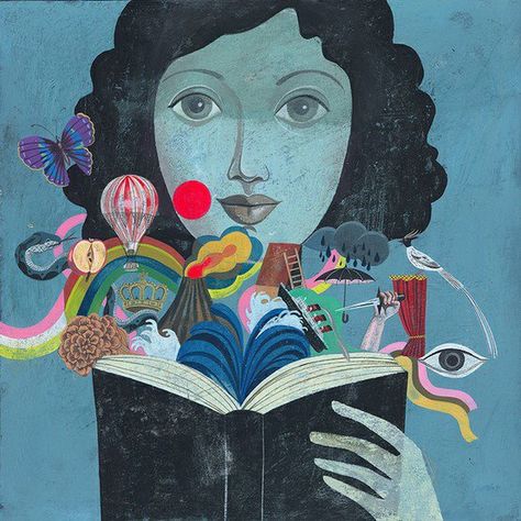 Reading Books . . .  Opens Up a Whole New World of Happiness For All Our Lives !! Art And Illustration, Pablo Picasso, Olaf Hajek, I Love Books, Olaf, Book Illustration, Love Book, New Work, Favorite Books