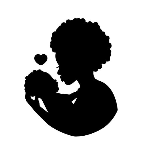 A mother's love, Silhouette of black mother with her baby in her arms Lost Baby Tattoo, Black Maternal Health, Mother And Baby Tattoo, Mother Tattoos For Children, Mother With Baby, Queen Drawing, 2 Tattoo, Mother Nature Tattoos, Love Silhouette