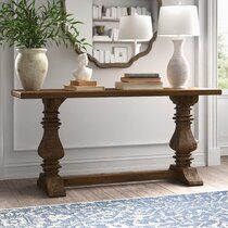 Kelly Clarkson Home Briana Console Table | Wayfair Console Table Designs Ideas, Foyer Inspiration, Hallway Table Decor, Country Coffee Table, Rustic Entryway Table, French Living Rooms, Console Table Wood, Rustic Entryway, Entrance Table