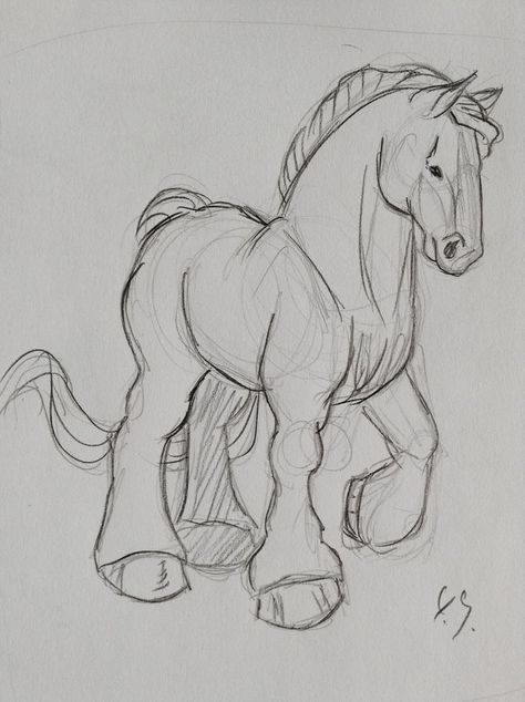 Easy Horse Drawing, Horse Art Drawing, Rasy Koni, Horse Sketch, Animal Drawings Sketches, Art Tools Drawing, Horse Drawing, Easy Drawings Sketches, Horse Drawings