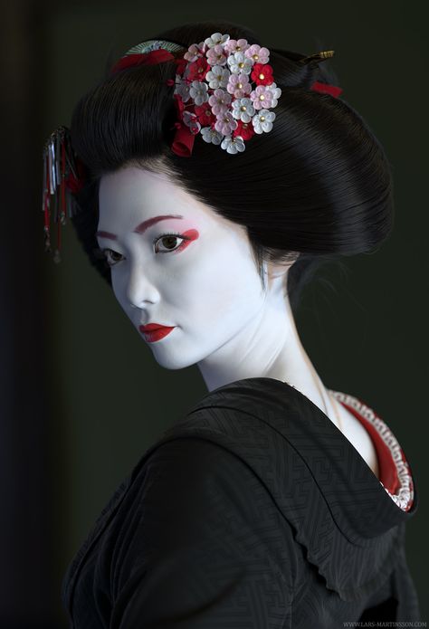 ArtStation - Geisha, Lars Martinsson Geisha Tattoo Design, Geisha Makeup, Geisha Hair, Geisha Japan, Kyoto Japan Travel, Geisha Tattoo, Geisha Art, Japon Illustration, Japanese Geisha