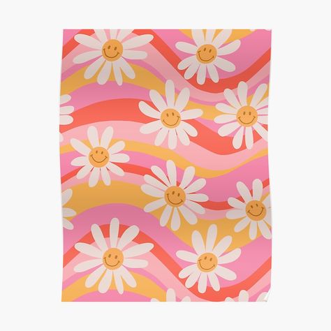 "Wavy Daisies" Art Print for Sale by lauragraves | Redbubble Simple Canvas Paintings, Easy Canvas Art, Cute Canvas Paintings, Canvas Painting Designs, Seni Cat Air, Cute Paintings, Small Canvas Art, Lukisan Cat Air, Diy Canvas Art Painting