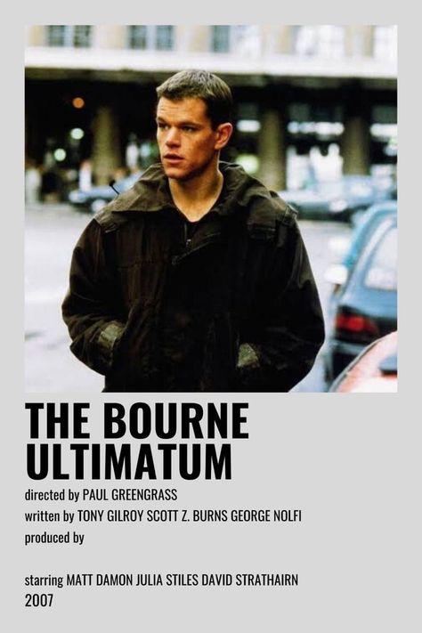 The Bourne Ultimatum Minimalist Film Posters, Identity Movie, Matt Damon Movies, Bourne Ultimatum, Bourne Identity, The Bourne Ultimatum, Minimalist Movie Posters, The Bourne Identity, Action Films
