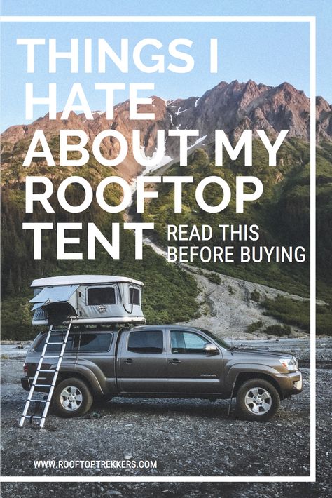 Wondering the drawbacks of Rooftop Tent Camping?  This article will explain several things I dislike about my roof top tent.  Be sure to read this article before purchasing to help with your decision! #rooftoptent #camping #hiking Tent Box Camping, Car Camping Rooftop Tent, Car Roof Tent Camping, Rooftop Camper Tent, Roof Tent Car, Jeep Wrangler Roof Top Tent, Pop Up Roof Tent, Camping Rooftop Tent, Truck Camping Aesthetic