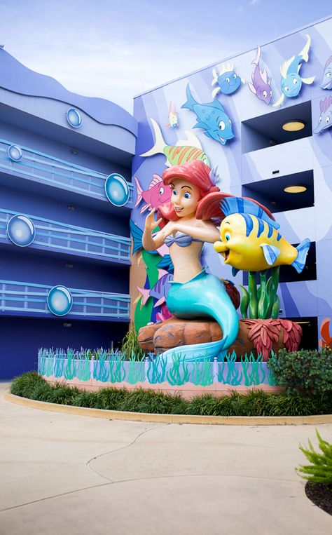 Little Mermaid Hotel Area - Disney's Art of Animation Resort - Disney With Dave's Daughters Disney Hotel Room, Mermaid Hotel, Art Of Animation Disney World, Disney Hotels Room, Disney Value Resorts, Disney Hotel, Disney Contemporary Resort, Disney Art Of Animation, Dream Holidays