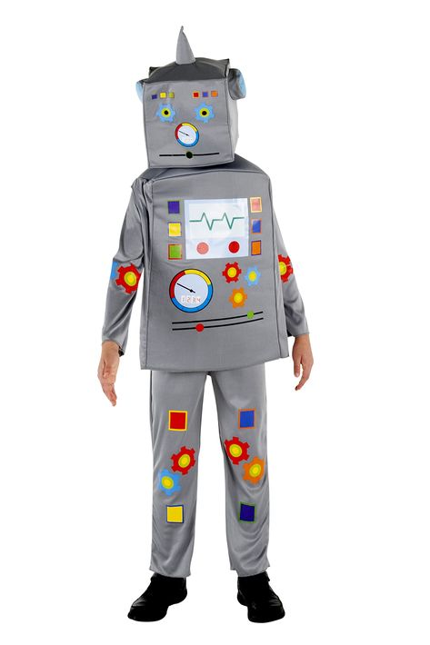 PRICES MAY VARY. Polyester MR. ROBOT: This costume is programmed for hours of fun and wired to delight your little one! He will spend hours of playtime in this adorable jumpsuit, tunic, and headpiece robot set! CONTROL THE CROWD: The metallic gray robot costume is designed with printed colorful dials and buttons. The square shape hat/helmet has a small cone shape on top. So realistic-looking that you'll want to see this little robot in action. GREAT QUALITY: The robot costume is made with high-q Robot Halloween Costume, Futuristic Outfit, Robot Costume, America Dress, Robot Costumes, Costume For Kids, Cool Robots, Mr Robot, Electronics Mini Projects