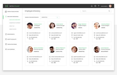 office-fabric-ui-employee-directory-screen Employee Directory Design, Directories Design, Employee Dashboard, Sharepoint Intranet, Employees Card, Web Application Design, Prototyping Tools, Staff Directory, Directory Design