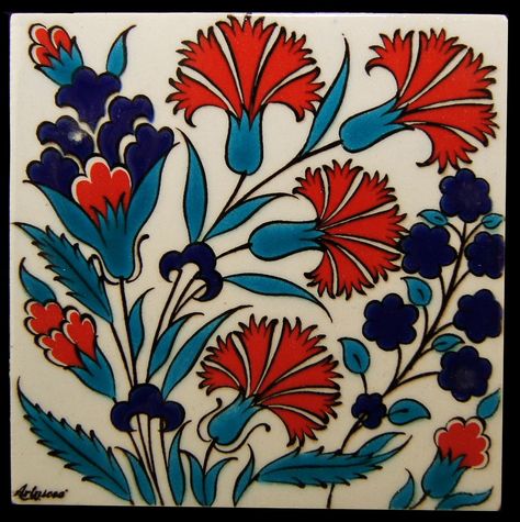 Turkish tile #turkishtiles Vitromosaico Ideas, Motifs Art Nouveau, Moorish Design, Iznik Tile, Turkish Tile, Art Nouveau Tiles, Turkish Tiles, Turkish Pattern, Turkish Design