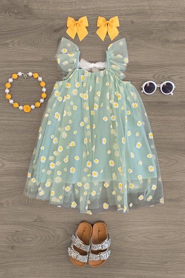 Yellow Easter Dress, Toddler Easter Dress, Easter Dresses For Toddlers, Embroidered Daisy, Easter Outfit For Girls, Sparkle In Pink, Kaftan Designs, Girls Clothing Online, Girls Easter Dresses