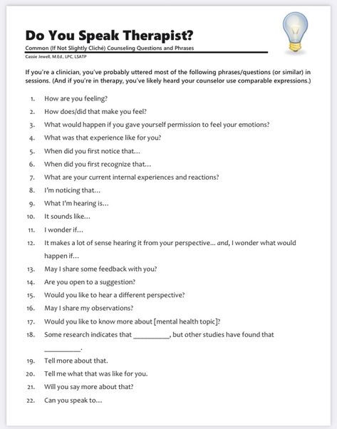 Questions To Ask As A Therapist, Counseling Session Plan Template, Birp Notes Counseling, Talk Therapy Activities, Group Supervision Activities Social Work, Therapist Worksheets For Adults, Therapist Must Haves, Transference In Therapy, Open Ended Questions Therapy