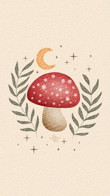 Painting Of A Mushroom, Red And White Mushroom Drawing, Watercolor Ideas Mushroom, Mushroom Art Inspiration, Flowers And Mushrooms Painting, Watercolour Mushroom Easy, Simple Painting Ideas Mushroom, Painting Mushrooms Easy, Cute Watercolor Drawings Easy