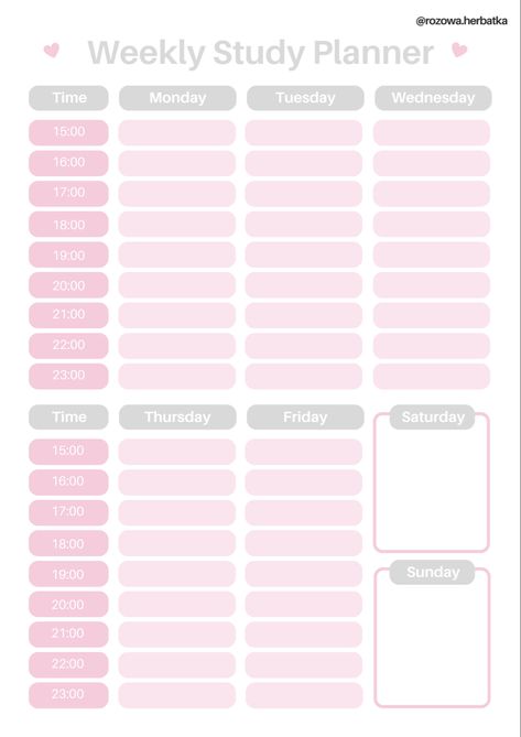 weekly study planner tik tok:@rozowa.herbatka #tiktok #aesthetic #coquette #weekly #planner Study Planner Printable Weekly, Cute Schedule Templates, Weekly Schedule Template Aesthetic, Scedules Ideas Aesthetic, Weekly Schedule Aesthetic, Cute Study Planner, Study Planner Aesthetic, Coquette Studying, Aesthetic Study Planner