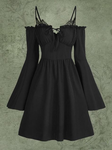 Cool Black Dress, Cute Black Clothes, Cute Black Dresses, Black Halloween Dress, Cute Simple Dresses, Summer Dresses Black, Cheap Black Dress, Plain Clothes, Vestiti Edgy