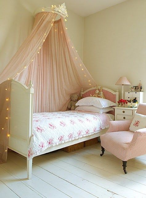 simple princess room little girl | Fairy Bedroom in a Tiny Space on a Little Budget | Cassiefairy - My ... Shabby Chic Bedrooms, Fairy Bedroom, Princess Bedroom, Fairy Lights Bedroom, Girly Bedroom, Princess Room, Versace Home, Girl Bedroom Decor, Big Girl Rooms