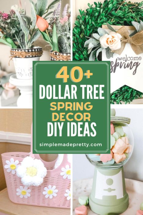 Dollar Tree Spring Decor, Diy Spring Decorations, Spring Centerpieces Diy, Easter Basket Ideas For Adults, Wreath Diy Easy, Nail Art Easter, Diy Spring Decor, Dollar Tree Easter Crafts, Dollar Tree Flowers