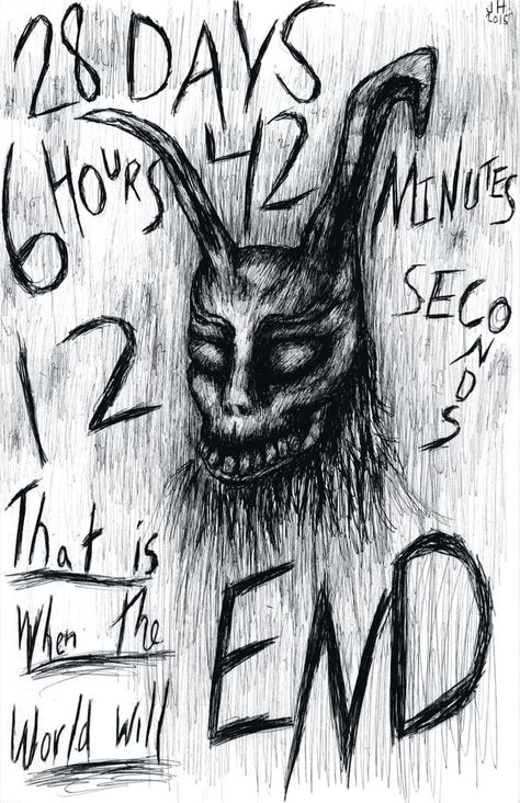 Frank The Rabbit, Donnie Darko Frank, Scary Drawings, Horror Drawing, Rabbit Drawing, Creepy Drawings, Smink Inspiration, 11x17 Poster, Donnie Darko