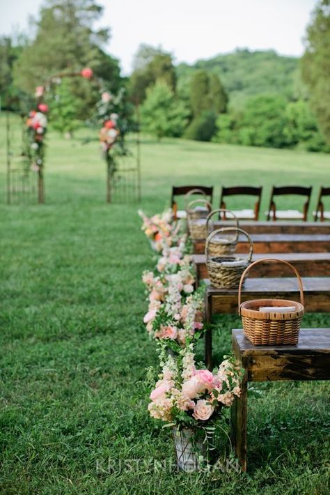 Wedding Series | My Pinterest Dream Venue Garden Wedding Aisle, Wedding Bench, Wedding Ceremony Seating, Field Wedding, Yosemite Wedding, Country Wedding Decorations, Ceremony Seating, Aisle Decor, Outside Wedding