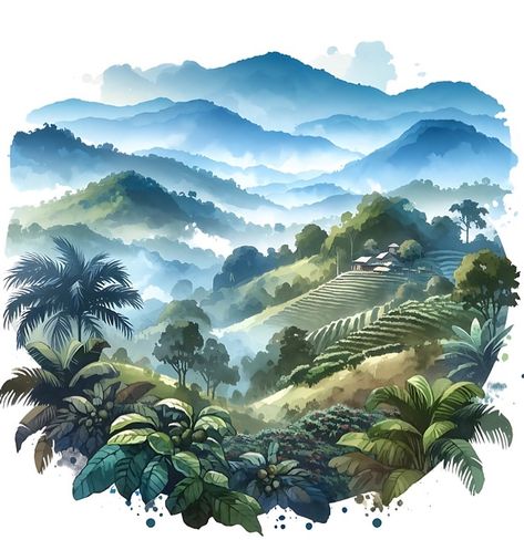 Tropical Mountain and  forest clipart using watercolor🗻🌴 . #clipart #watercolorart #artsupplies #tropicalplants #tropicalviews #mountainscene #forestscene #natureart #digitalpaintings #jamaica #mountainart #digitaldownload #jamaicanmountains Mountain And Forest, Forest Clipart, Mountain Scene, Tropical Forest, March 2, Mountain Art, Earthy Tones, Tropical Plants, Watercolor Clipart