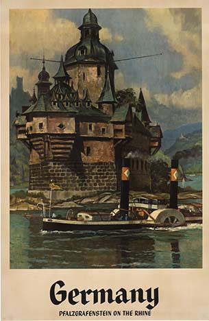 Berlin, Paddle Wheel, Famous Castles, Tourism Poster, Germany Castles, Vintage Germany, Postcard Art, Vintage Poster Art, Modern Poster