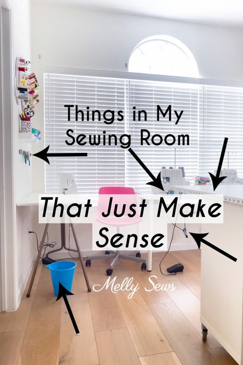 Five Things in My Sewing Room that Just Make Sense - Melly Sews Couture, Sewing Craft Room Ideas Inspiration, Sewing And Craft Room Ideas Small Spaces, Craft Sewing Table, Small Space Sewing Room Ideas, Loft Sewing Room Ideas, Diy Sewing Room Organization, Sewing Room Small Space, Sewing Room Accessories