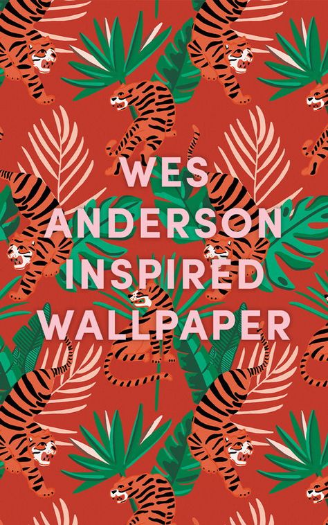 The Anderson Aesthetic wallpaper collection features three unique designs inspired by famous movie director Wes Anderson. Inspired by the likes of Moonrise Kingdom, The Royal Tennenbaums and The Grand Budapest Hotel, these wall murals have vintage, art deco and tropical trend influences and give a home an #AccidentalWesAnderson feel.  .  .  .  #WesAndersonAesthetic #WesAndersonDecor #WesAndersonStyle #WesAnderson Wes Anderson Pattern, Wes Anderson Aesthetic Wallpaper, Tiger Pattern Wallpaper, Wes Anderson Wallpaper, Wes Anderson Decor, Anderson Aesthetic, Interior Design Bedroom Teenage, Wes Anderson Aesthetic, Art Deco Style Interior