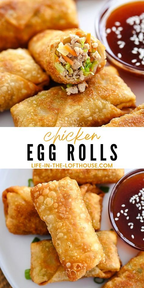 Chicken Egg Rolls Lupia Egg Roll, Easy Chicken Egg Rolls, Essen, Ground Chicken Spring Rolls, How To Make Chicken Egg Rolls, Classic Chinese Egg Rolls, Best Homemade Chinese Food, Chicken Egg Rolls Chinese, Chicken Egg Roll Recipe