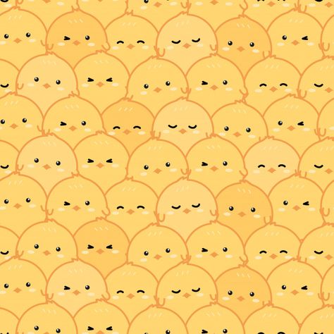 Cute little yellow chickens cartoon doodle seamless pattern Vector | Premium Download Yellow Cartoon Aesthetic, Pollitos Aesthetic, Cute Chicken Wallpaper, Chickens Cartoon, Cute Chicken Aesthetic, Chicken Drawing Cute, Yellow Doodles, Chicken Animation, Cute Chicken Drawing