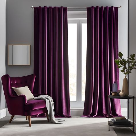 PRICES MAY VARY. WELL MADE: Package includes 2 panels of W52"x L84"(132cm x 214cm) each | W104"x L84"(264cm x 214cm) in total. Velvet curtains have a soft and luxurious feel. HANGING OPTIONS: Each velvet curtain panel has 2 top style design. Both rod pocket and back tab style per panel each with 3.1 inch inner diameter fit most standard rod. 3 hanging options for your needs. CLASSIC ELEGANT DESIGN: Made of silky velvet material that's soft and plush,Elegantly designed with both classic and moder Purple Velvet Curtains, Living Room Design Green, Rod Curtains, Purple Curtain, Purple Curtains, Luxury Curtains, Curtains For Bedroom, Drape Panel, Modern Elements