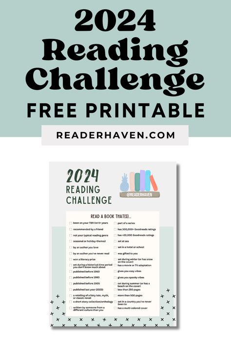 Whether you're trying to read your backlist books or you just want to challenge yourself to read more books this year, you'll love this fun 2024 reading challenge! It features 30 prompts to follow, including a free printable PDF checklist. 2024 Book Challenge, Book Challenge 2024, 2024 Book Reading Challenge, Reading Challenge 2024, 2024 Reading Challenge, Book Challenge Template, Bookish Printables, Abc Reading, Reading Genres