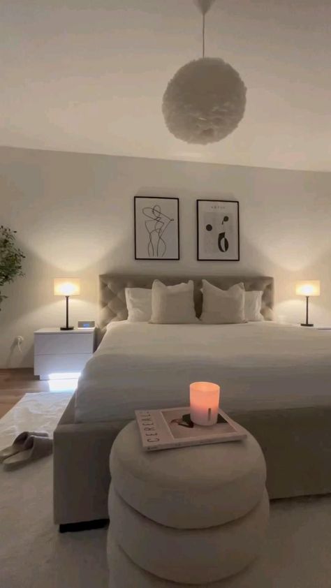 [CommissionsEarned] Amazing Bedroom,Casual And Modern Video Credit Via Instagram:@Homeofmerve #smallbedroomideasforcouples White Room Decor, Cozy Room Decor, Hus Inspiration, Redecorate Bedroom, Apartment Decor Inspiration, Decor Ideas Bedroom, Room Makeover Bedroom, Room Design Bedroom, Ideas Home Decor