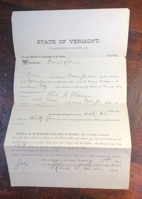 Excited to share this item from my #etsy shop: Victorian Ephemera Paper, State Of Vermont Court Document Paper, from the 1896 Rye, House Documents Paper, Victorian Ephemera, Yomi Casual, Bills Quotes, Court Documents, Doctor Picture, Washington County, Vintage Greeting Cards