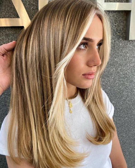 Balayage, Money Blonde Pieces, Money Piece Hair Blonde Highlights, Blonde Money Piece With Highlights, Warm Blonde With Money Piece, Blonde Hair Dark Highlights, Ethereal Blonde, Highlights With Money Piece, Blonde Money Piece Hair