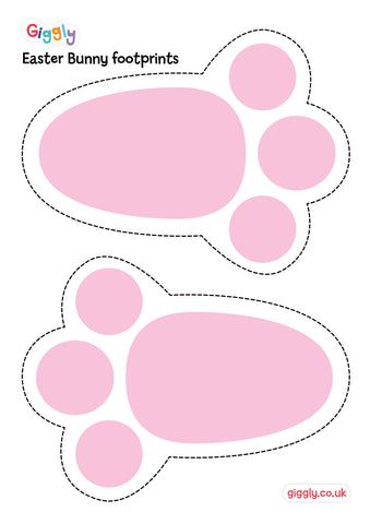 Easter Egg Hunt Clues, Tips and Ideas | Giggly.co.uk Bunny Footprint Template, Bunny Paws Template, Diy Easter Bunny Footprints, Easter Bunny Paw Prints, Easter Bunny Printable Free, Bunny Feet Template Printable, Bunny Feet Template, Bunny Footprint Art, Easter Bunny Prints