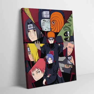 Akatsuki Canvas Painting, Anime Fabric Painting, Canvas Anime Painting, Akatsuki Pain, Wall Art Anime, Anime Canvas Painting, Pen Art Drawings, Canvas Drawing, Anime Canvas Art