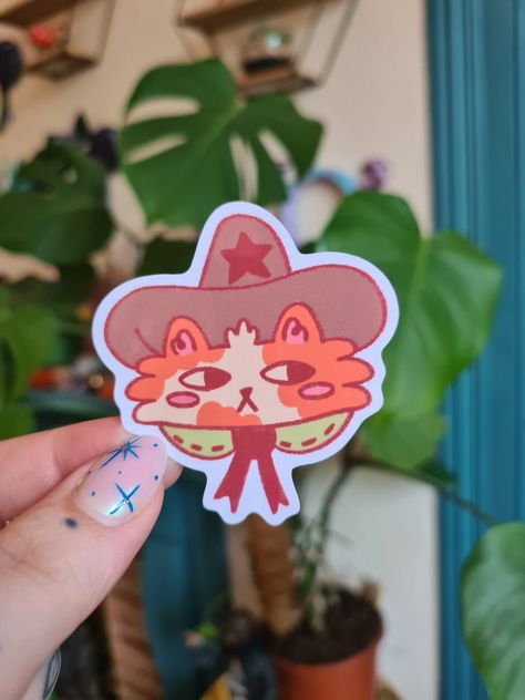 ginger cowboy cat vinyl sticker Kawaii, Sticker Decoration Ideas, Cowboy Stickers, Library Stickers, Cowboy Cat, Sticker Brand, Cow Illustration, Fall Stickers, Homemade Stickers