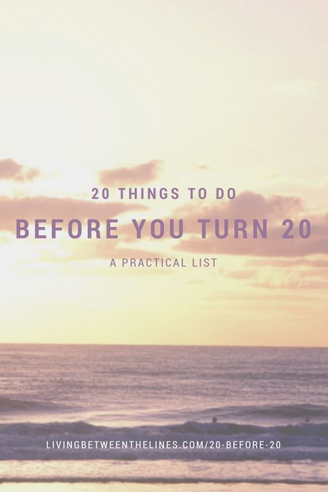 20 Things to do Before You Turn 20 - Living Between the Lines. Some 20 before 20 lists are huge and unweildly. This one is perfect for the practical thinker or someone without much time before their milestone birthday (like me!). A list of 20 little habits to make or break that will improve your life no matter your age! Spiritual Understanding, Monday Inspirational Quotes, Happy Monday Morning, Turning 20, Good Monday Morning, 20th Quote, Monday Quotes, 20th Birthday, Life Blogs